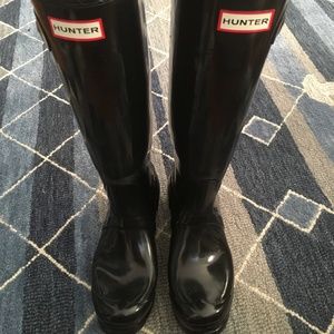 Hunter Boots–Size 8.5–Original High Gloss Black
